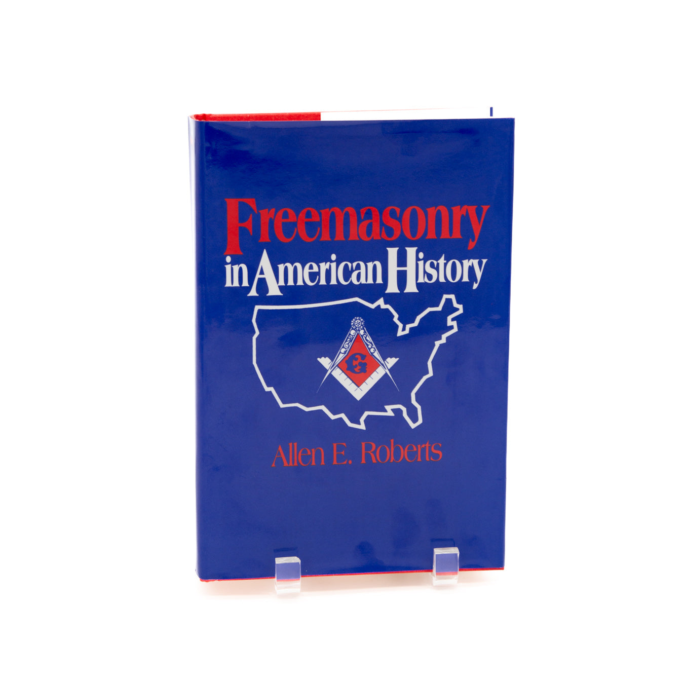 Book titled 'Freemasonry in American History' by Allen E. Roberts on a white background