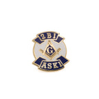 Pin with '2B1 ASK1' text and Square and Compass in the center on a white background