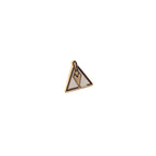 Triangle-shaped lapel pin with a gold trowel design on a white background