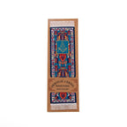 Decorative bookmark with geometric patterns and square and compass on a cardboard backing