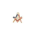 Lapel pin featuring Masonic Square and Compass cutout with American flag design on a white background