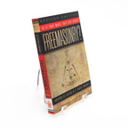 Book titled 'Is It True What They Say About Freemasonry?' on a stand against a white background