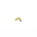 Gold lapel pin with a V-shaped design on a white background