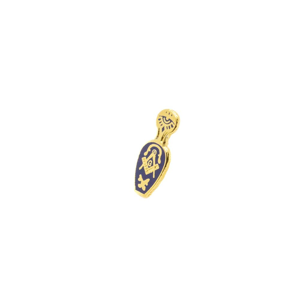Blue and gold masonic slipper lapel pin