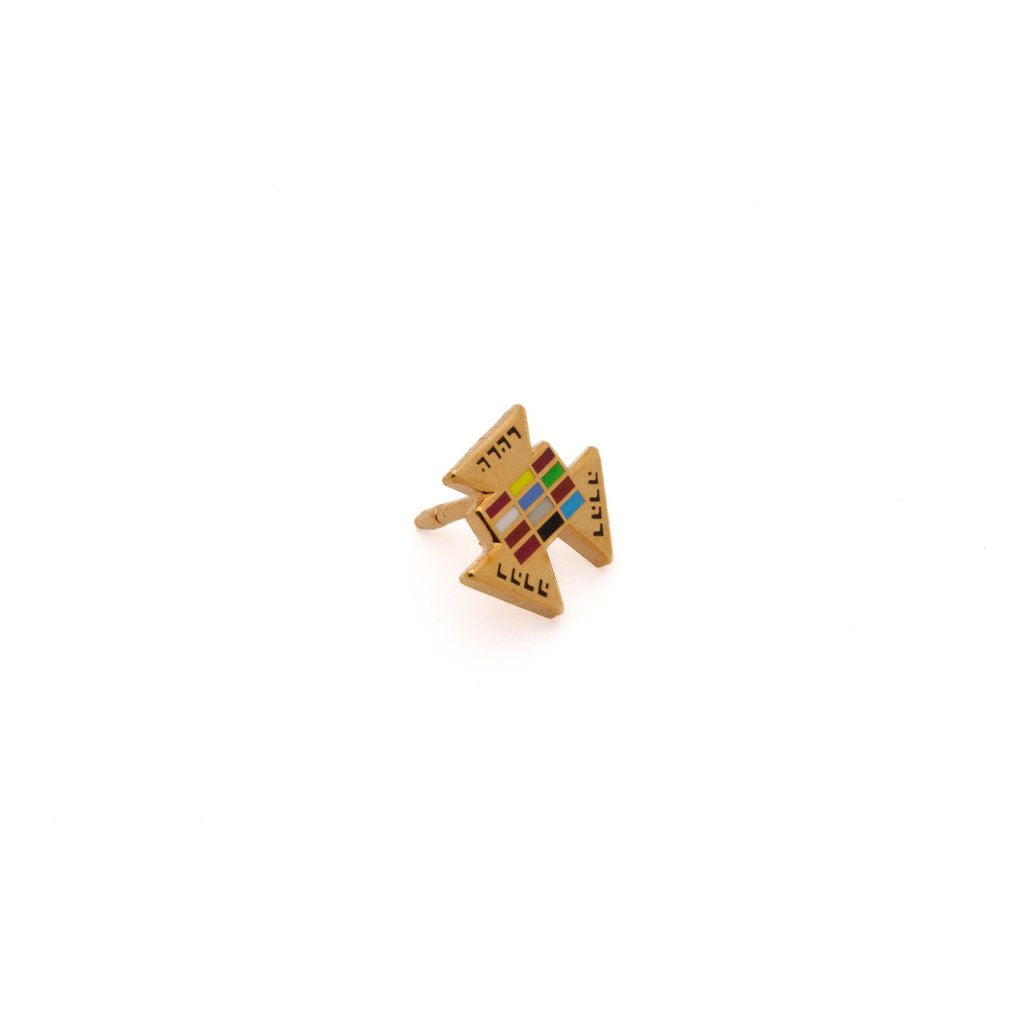 Colorful geometric pin on a white background