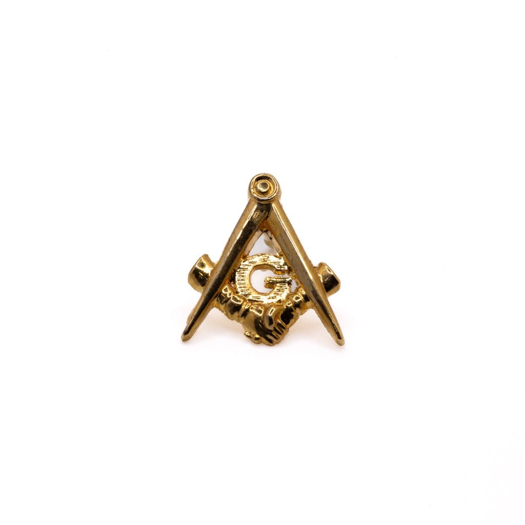 Gold Square and Compass cutout lapel pin