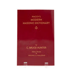 Red book titled 'Macoy's Modern Masonic Dictionary' by C. Bruce Hunter on a white background
