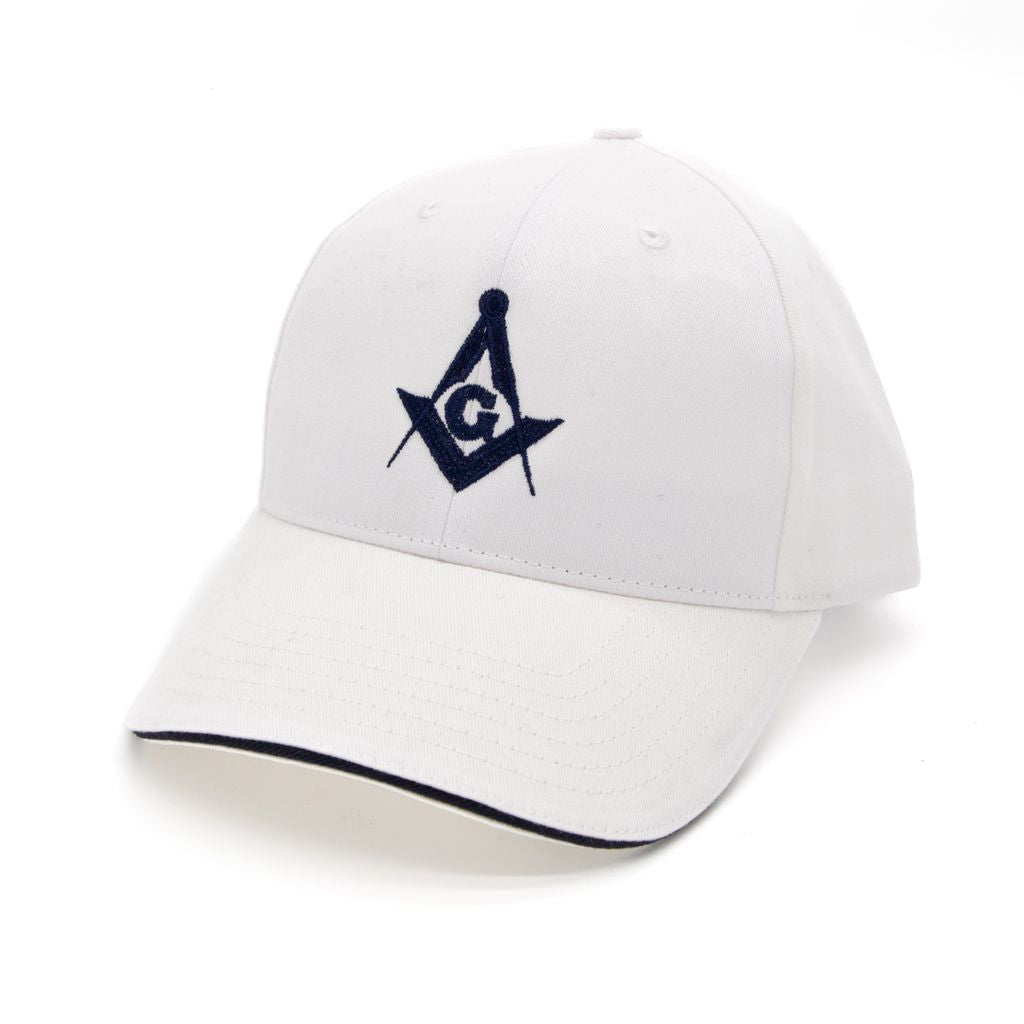 White cap with Square and Compass on a white background