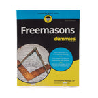 Book titled 'Freemasons for Dummies' with a blue and yellow cover on a white background