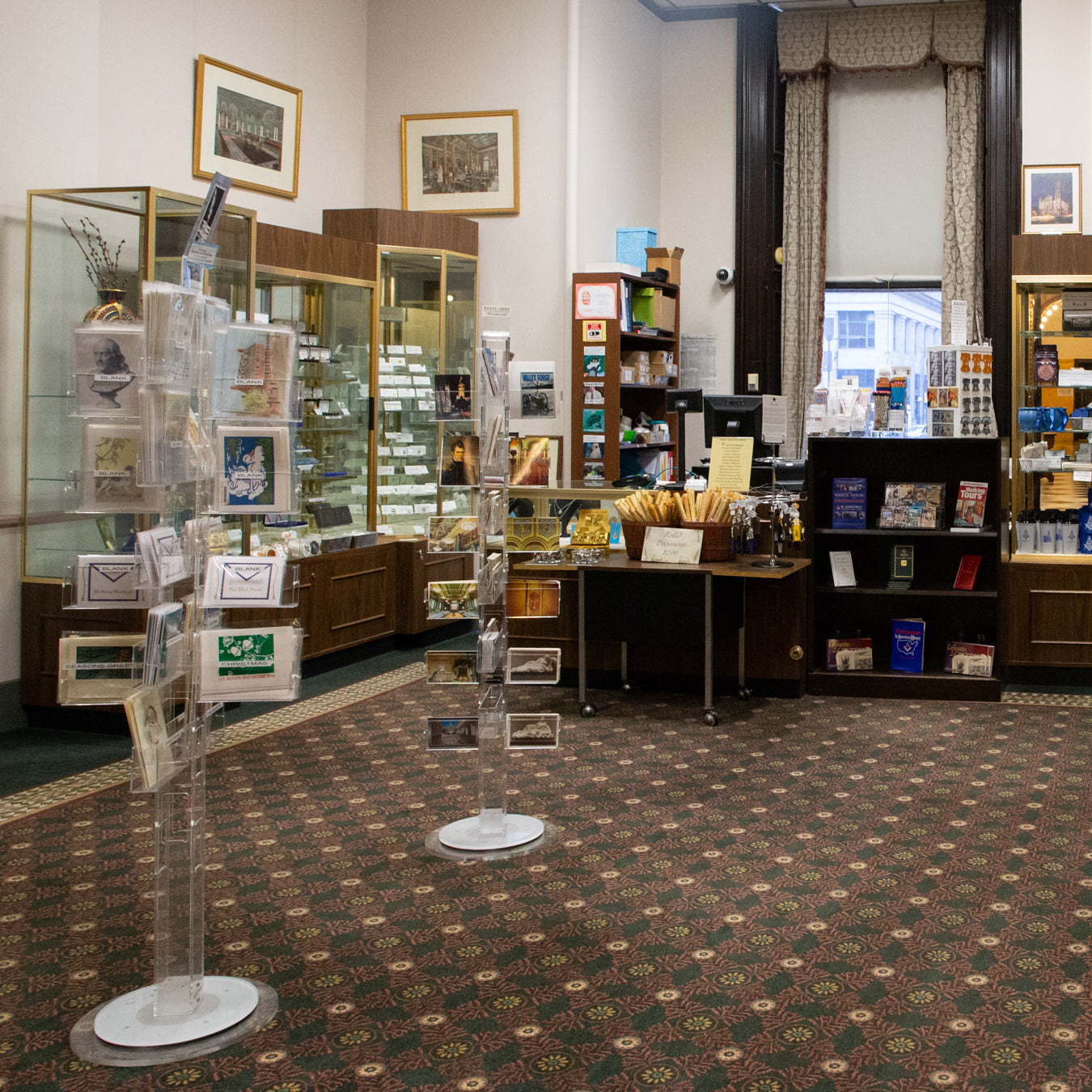Display cases and displays in museum store